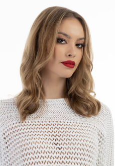 wijdmazige gebreide trui Wit