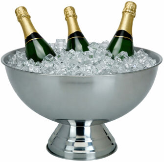 Wijn- /champagnekoeler schaal RVS dia 39 cm Zilverkleurig