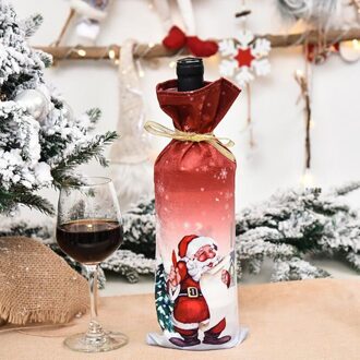 Wijn Fles Decoratie Zak Kerst Decoratie Oude Man Pop Wijnfles Cover Kerstversiering Kerstman rood