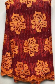 Wijn Kant Afrikaanse Franse Netto Kant Stof Tulle Mesh Kant Bruids Nigeriaanse Trouwjurk Kant Voor Vrouw VLL4699 AS PIC1