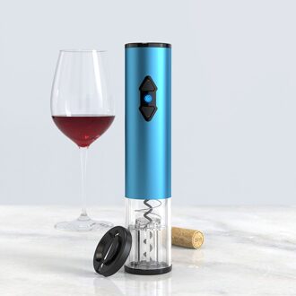 Wijn Kurkentrekker Wijn Opener Automatische Foliesnijder Wijn Corkscrew Classic Rvs Automatische Elektrische Draagbare Quick Set blauw met licht