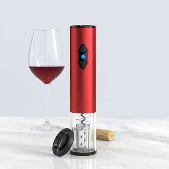 Wijn Kurkentrekker Wijn Opener Automatische Foliesnijder Wijn Corkscrew Classic Rvs Automatische Elektrische Draagbare Quick Set rood met licht