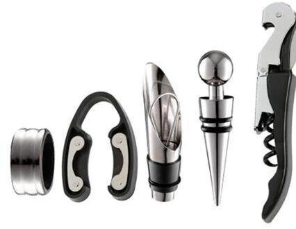 Wijn Opener Kit Set Inclusief 5 Pcs Tool Rvs Wijn Opener Kit Schenker Wijn Ring Wijn Decanter Flesopener cutter