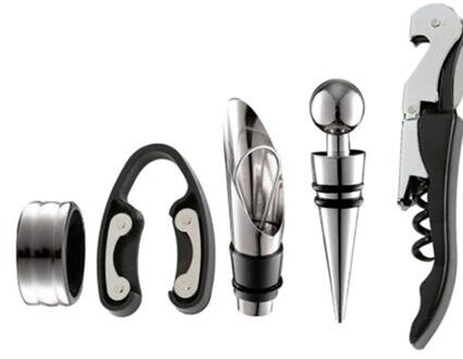 Wijn Opener Kit Set Inclusief 5 Pcs Tool Rvs Wijn Opener Kit Schenker Wijn Ring Wijn Decanter Flesopener cutter