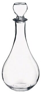 Wijn/water karaf - transparant - 1,2 liter - glas - waterkaraf - schenkfles met stop