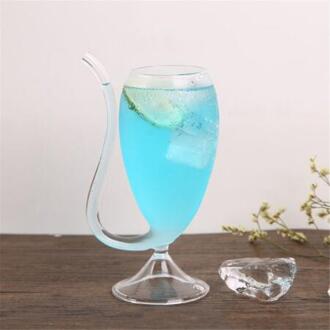 Wijn Whiskey Glas Hittebestendig Drinken Liquor Glazen Buis Stro Cup Creatieve Cocktail Cup Glazen Beker ronde Base-200ml