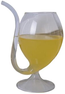 Wijn Whiskey Glas Hittebestendig Drinken Liquor Glazen Buis Stro Cup Creatieve Cocktail Cup Glazen Beker ronde Base-300ml