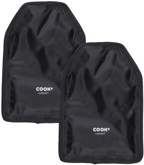 Wijnfles koeler/koelelement hoes - 2x - zwart - 23 cm - Flessenkoeler - Wijnkoeler