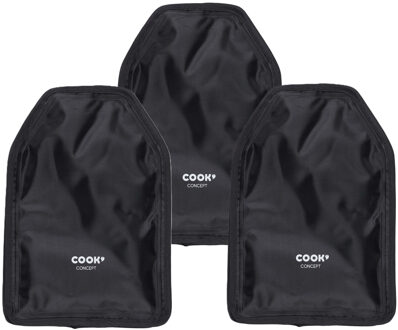 Wijnfles koeler/koelelement hoes - 3x - zwart - 23 cm - Flessenkoeler - Wijnkoeler