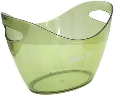 Wijnfles koeler/wijnkoeler Bucket - transparant groen - kunststof - 34 x 25 x 26 cm - IJsemmer