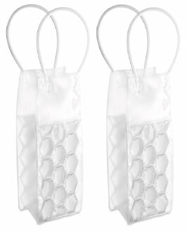 Wijnfles koeltas 25 x 10 cm - 2x - Handige koeltassen - voor wijnflessen / frisdrankflessen