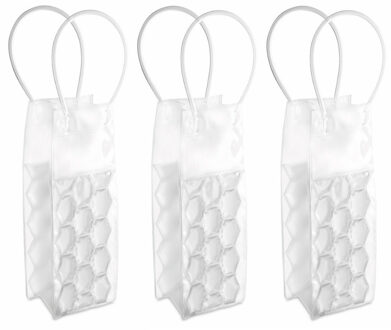 Wijnfles koeltas 25 x 10 cm - 3x - Handige koeltassen - voor wijnflessen / frisdrankflessen