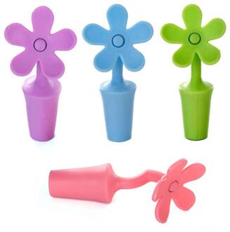 Wijnfles Stopper Plug Siliconen Bloemen Vormige Fles Cap Bar Gereedschap Keuken Accessoires 1stk willekeurig kleur