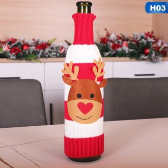 Wijnfles Tas Kerst Rode Wijn Fles Cover Xmas Jurk Geweven Zak Hoed Voor Bierfles Jaar Thuis Party tafel Decoratie H03