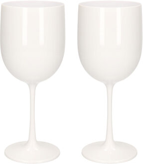 Wijnglas - 2x stuks - onbreekbaar - wit - kunststof - 480 ml - wijnglazen