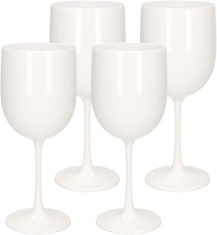 Wijnglas - 6x stuks - onbreekbaar - wit - kunststof - 480 ml - wijnglazen