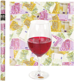 Wijnglas Kaars - Rode Wijn - Geur - 13 cm - incl. Euro Geld Cadeaupapier - moederdag cadeau