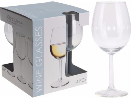 Wijnglazen - 12x stuks - transparant - 430 ml - glas - glazen - witte/rode wijn