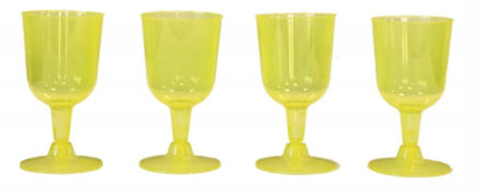 Wijnglazen - 4x - geel - kunststof - 160ml - herbruikbaar wijnglas