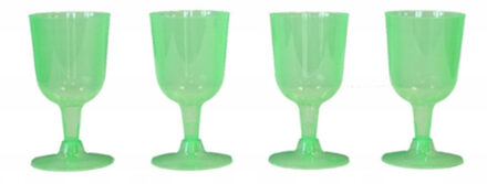 Wijnglazen - 4x - groen - kunststof - 160ml - herbruikbaar wijnglas