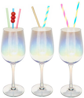 Wijnglazen - 6x - 380 ml - Parelmoer - Fantasy glas - Rode en witte wijnglazen Transparant