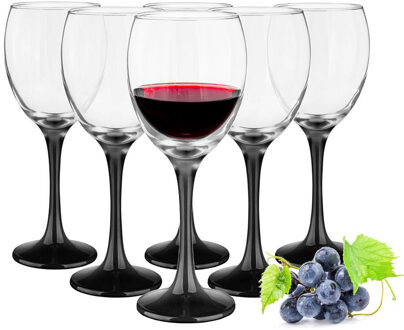 Wijnglazen - 6x - Black collection - 300 ml - glas