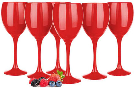 Wijnglazen - 6x - Red collection - 300 ml - glas Rood