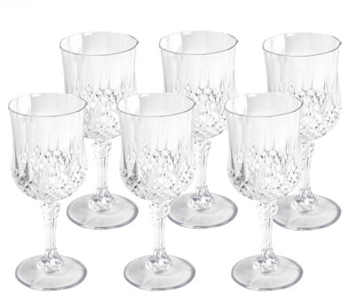 Wijnglazen met kristaleffect - 24x stuks - 200 ml - kunststof - herbruikbaar