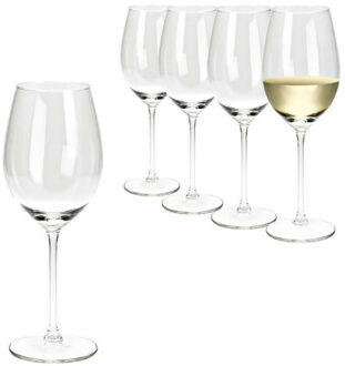 Wijnglazen set - 8x stuks - glas - transparant - 410 ml - Rode wijn/witte wijn