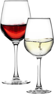 Wijnglazen set Elixir - 12x stuks - glas - rode/witte wijnglazen - 360 en 240 ml