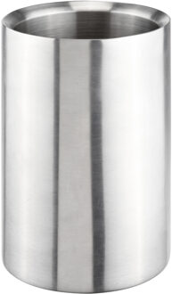 wijnkoeler/champagnekoeler dubbelwandig - RVS - D13 x H20 cm - Koelelementen Zilverkleurig