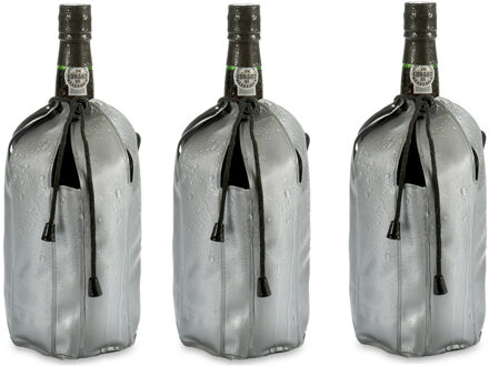 Wijnkoeler/flessenkoeler/koelhoud hoesje - 3x - voor flessen - wijn/water/champagne - 25 cm