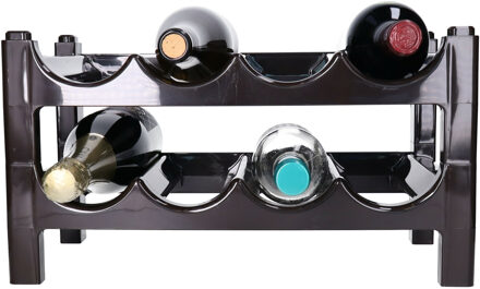 Wijnrek - 8 flessen - stapelbaar - bruin - kunststof