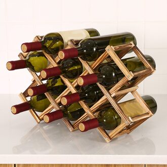 Wijnrek, Houten Wijn Magazijnstellingen Aanrecht, folding Wijnfles Standhouder Display Plank Voor Home Kitchen Bar Kasten 10 Bottles