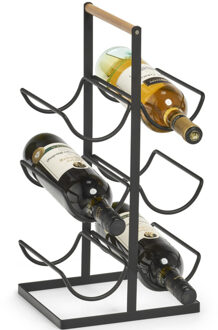 Wijnrek - industrieel - zwart - staand - 6 flessen - 46 cm