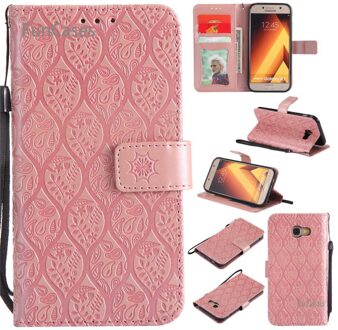 Wijnstok Emboss Flip Case sFor Ajax Samsung A5 PU Lederen telefoon Case Vintage Rhinestone Case sFor Samsung Galaxy A520 Tok roos