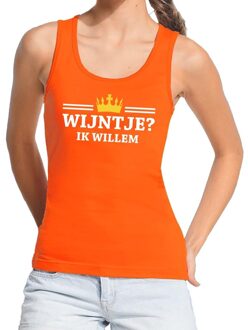 Wijntje ik willem mouwloos shirt / tanktop oranje dames M - Feestshirts