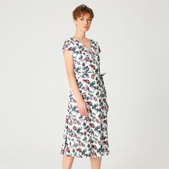 Wikkel bladeren printjurk Veelkleurig