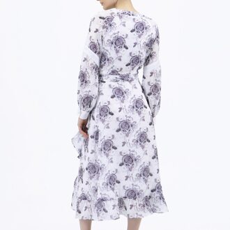 Wikkel bloemenprintjurk Wit - L