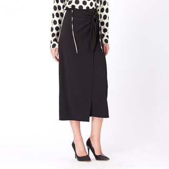 Wikkel rok vastgebonden aan de zijkant Zwart - S