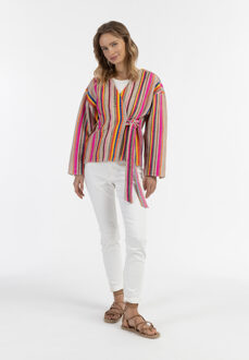 Wikkeljas Dames Veelkleurige roze strepen - XS
