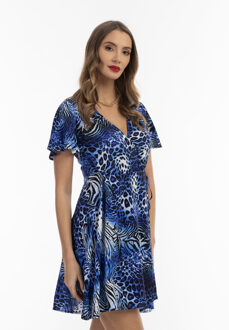wikkeljurk met dierenprint Blauw