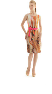 Wikkeljurk met print en zelfbinder Bruin - EU 36 / UK 8