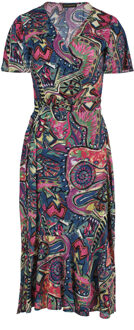 Wikkeljurk met ruches en print Veelkleurig