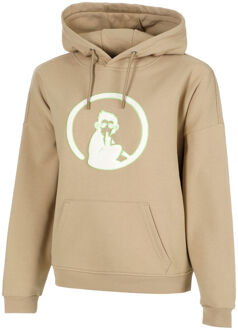 Wild Oversize Embroided Sweater Met Capuchon Dames-Beige,Neongroen - L