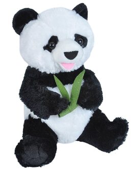 Wild Republic Bosdieren knuffels panda etend zwart/wit 25 cm