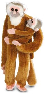 Wild Republic Bruine knuffel aap hangend met baby 53 cm