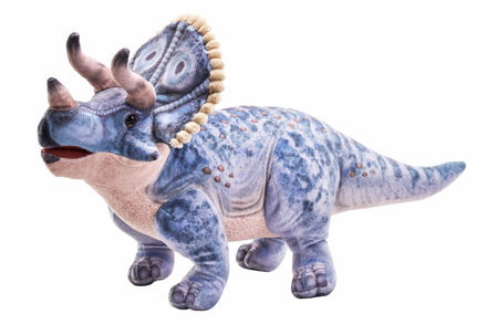 Wild Republic dinosaurus knuffel - Triceratops - blauw - 60 cm - pluche - dino knuffels