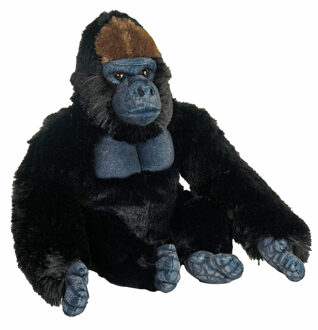 Wild Republic gorilla - pluche - apenknuffel - 33 cm - bosdieren knuffel - aap/apen Zwart