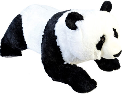 Wild Republic grote knuffel panda liggend - zwart/wit - 76 cm - Dieren knuffels